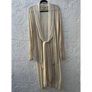 Linen Silk Longline Cardigan Medium Lace Tie Front Boho Romantic Boho Fairy